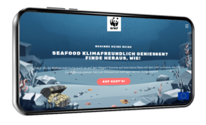 WWF Spiel zum Berechnen des Klima-Flossenabdruckes in einem Smartphone